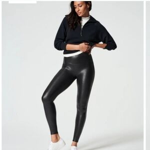 SPANX shape Faux LeatherLeggings Black. Size medium